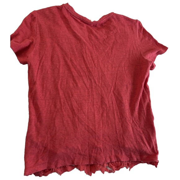 Tory Burch Embroidered Lace Pattern Shirt, Womens XS Short Sleeve Rose Red - Picture 3 of 8